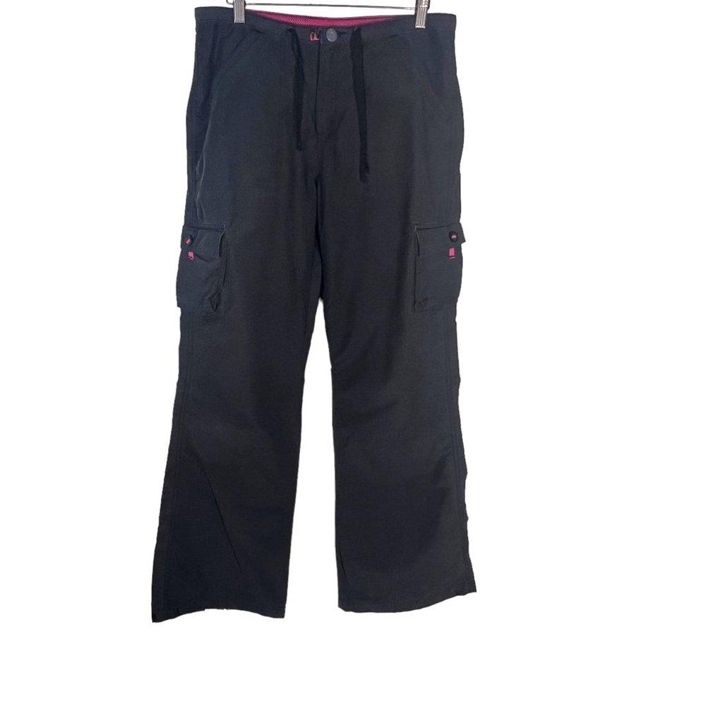 Vintage Y2K Anchor Blue Black Wide Leg Cargo Mid Rise Pants 9
